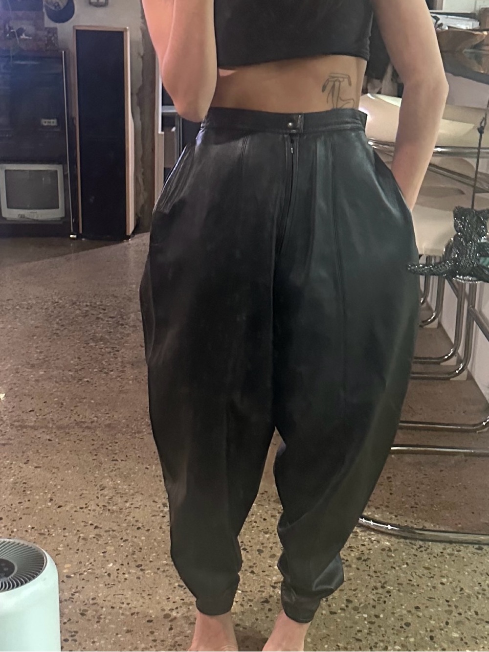 Vintage Fong Leng Leather Structural Pants